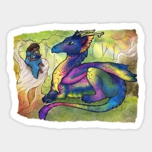 A girl and her dragon Sticker